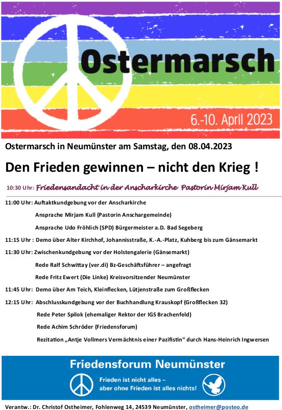 Ostermarsch Aufruf Neumuenster 2023
